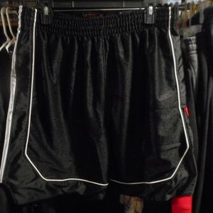 Atheletech Black Shorts with Gray and White Stripe